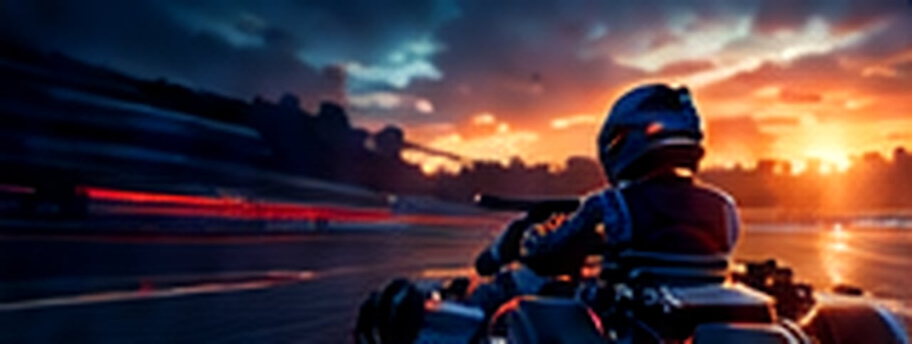 Kart on a sunset race circuit