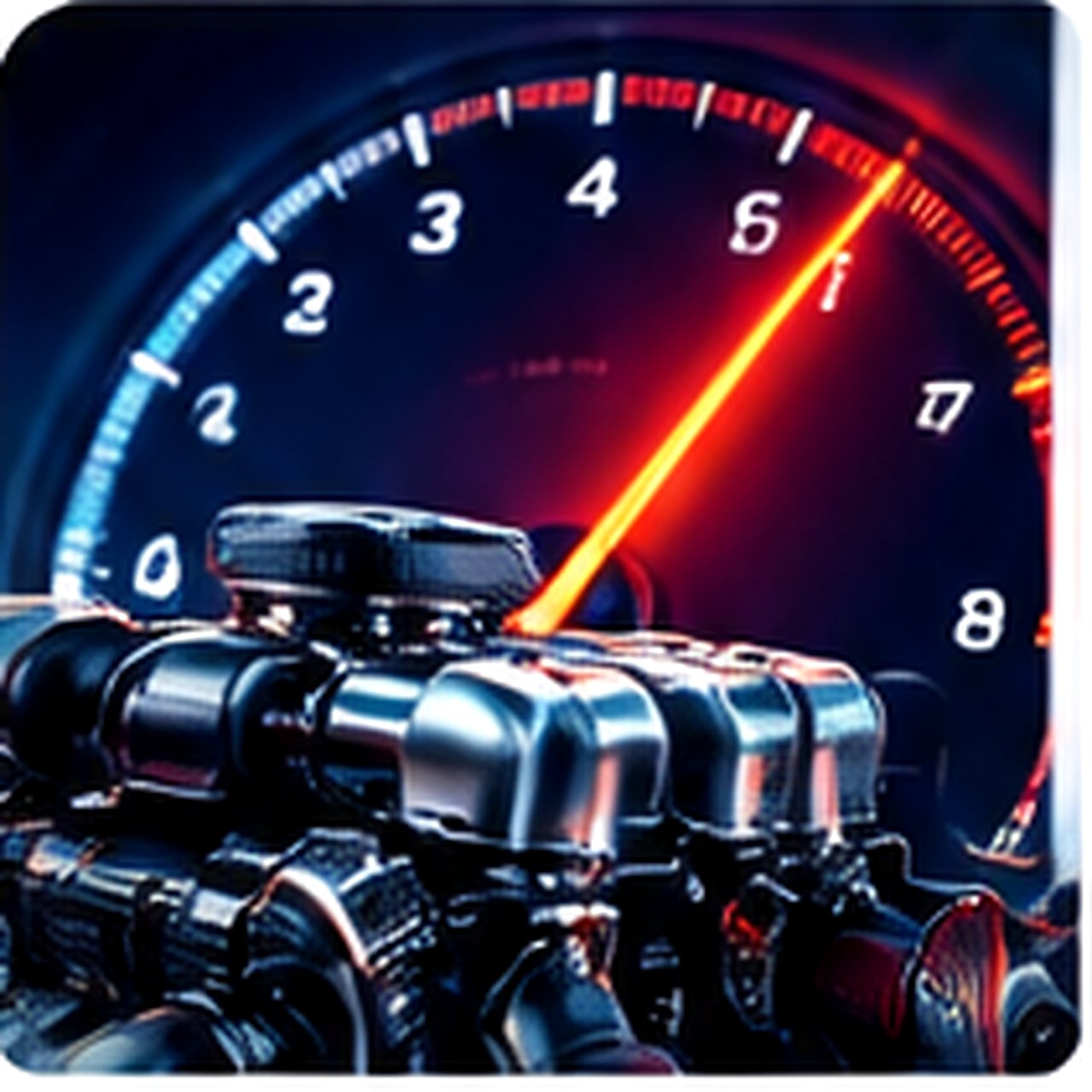 Engine and tachometer illustration accompanying the torque and power example.